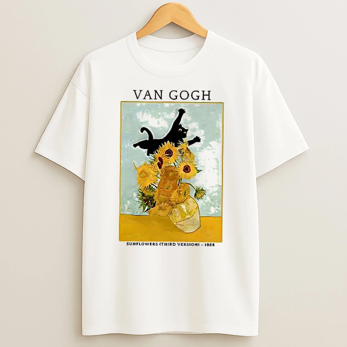 Cat Attacks Vase Van Gogh Woman Shirts