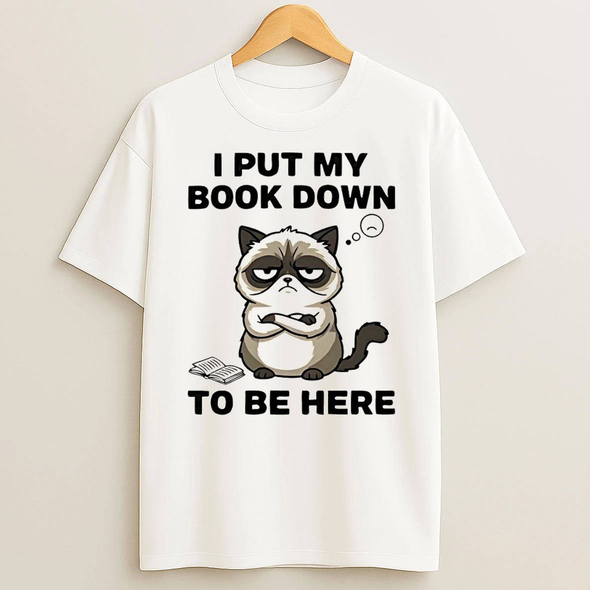 Cat Book Lover I Put My Book Down To Be Here Shirts