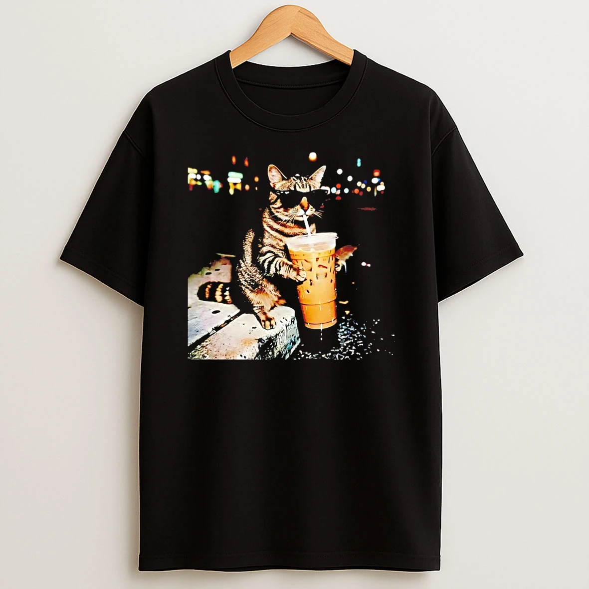Cat Drinking Iced Coffee Shirts