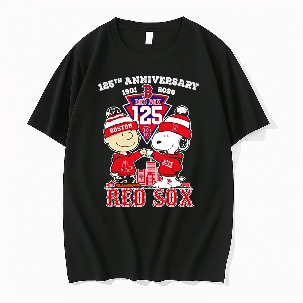 Charlie Brown And Snoopy 125th Anniversary 1901 2026 Boston Red Sox Shirts