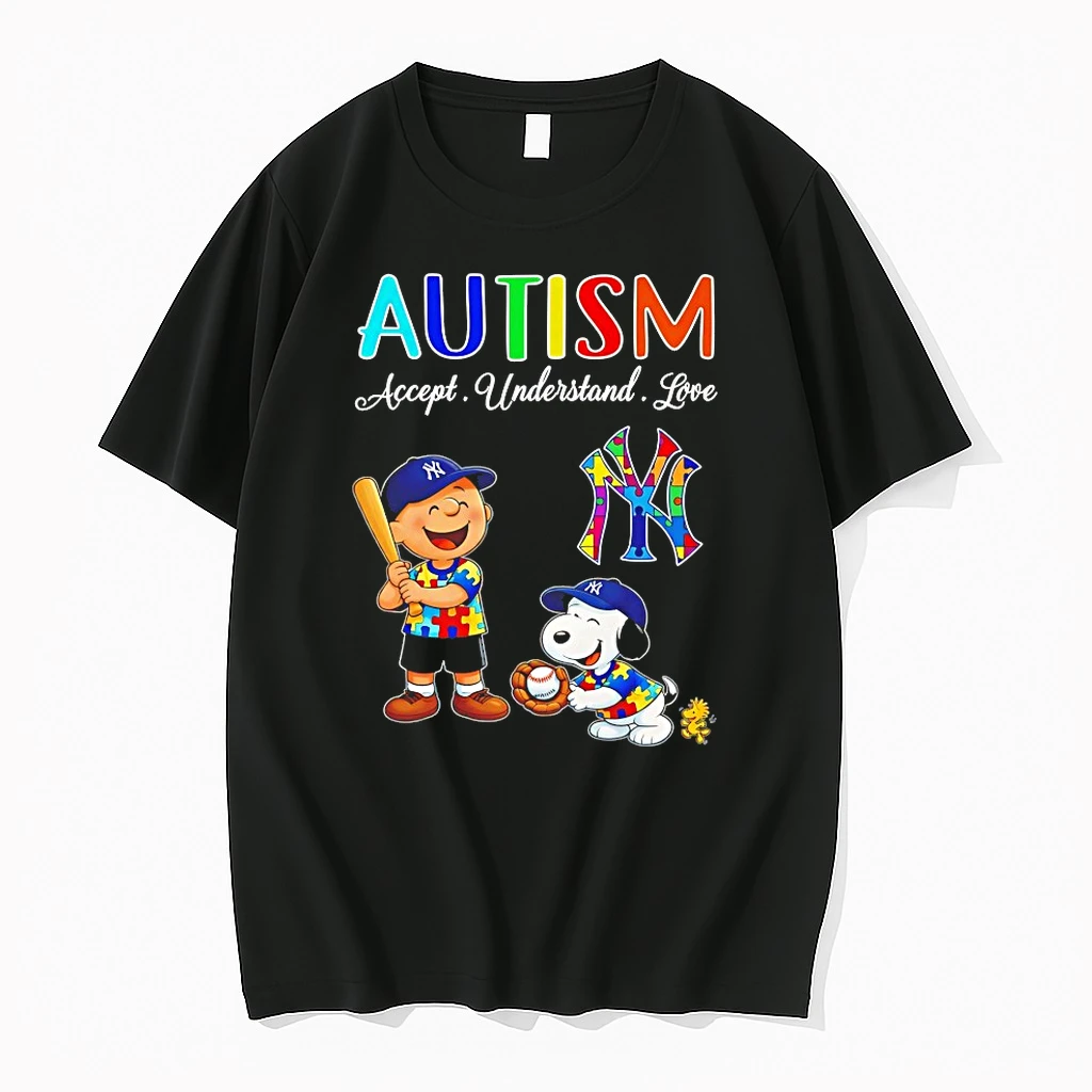 Charlie Brown And Snoopy Peanuts X New York Yankees Autism Accept Understand Love Shirts