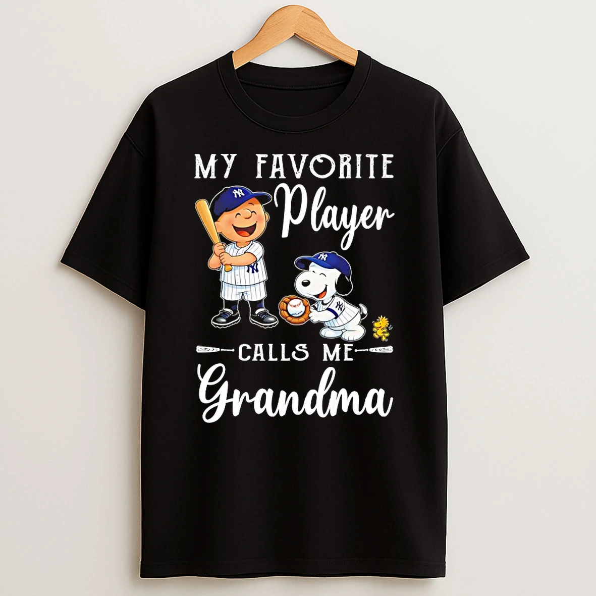 Charlie Brown And Snoopy X New York Yankees My Favorite Player Calls Me Grandma Shirts
