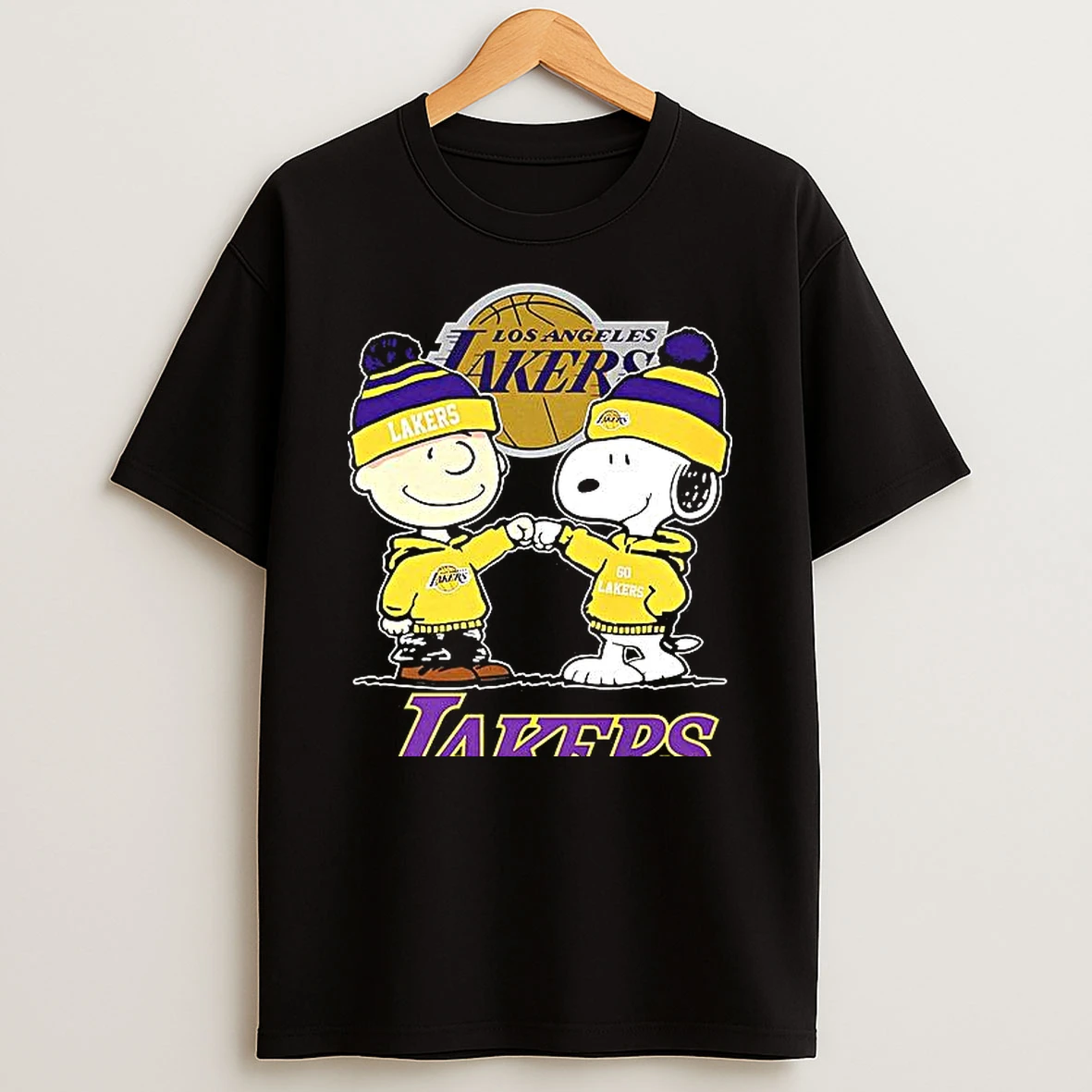Charlie Brown Touch Hand Snoopy X Los Angeles Lakers Logo Woman Shirts