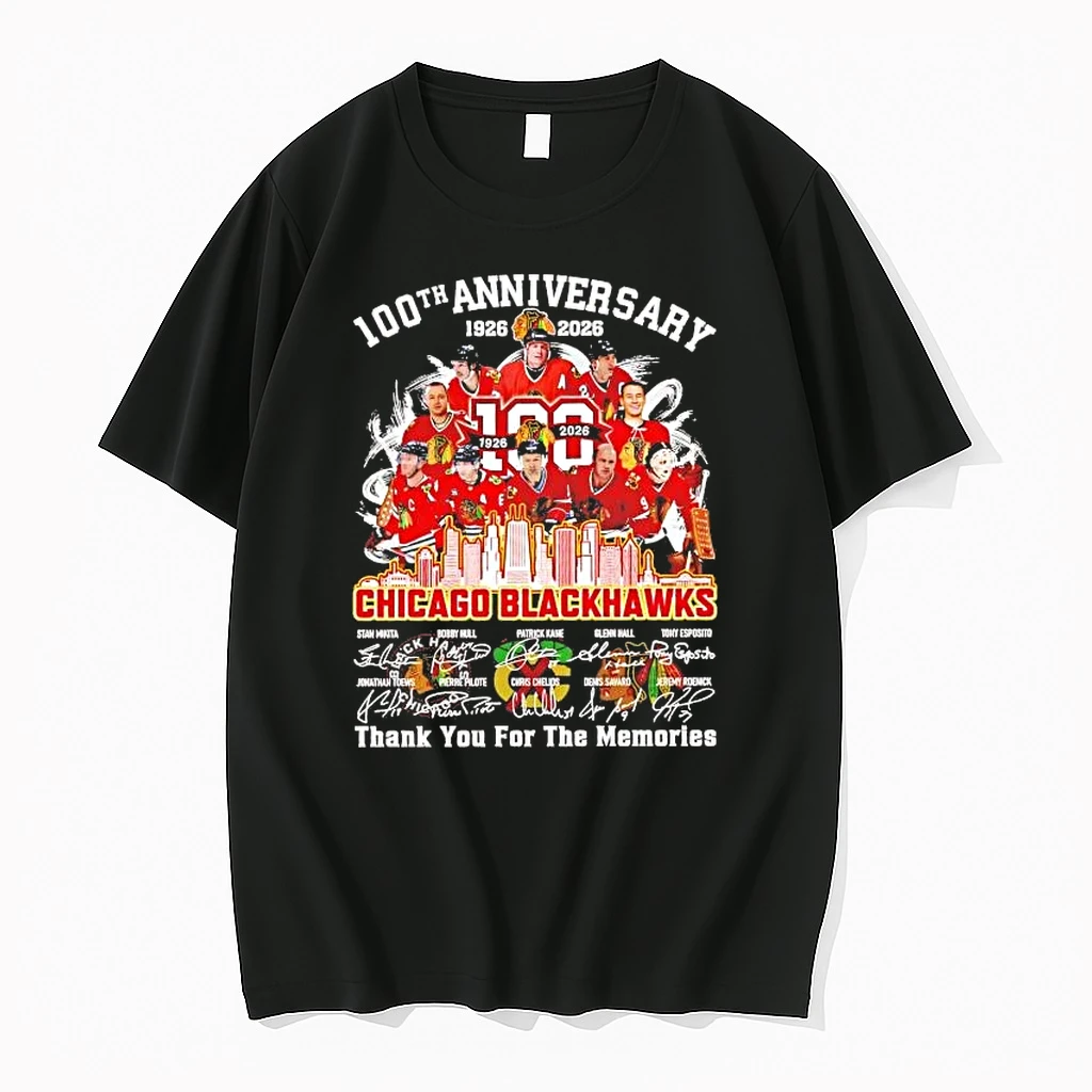 Chicago Blackhawks 100th Anniversary 1926 2026 Team Players Skyline Tee Shirts