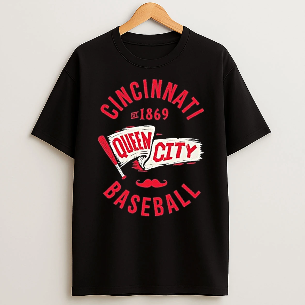 Cincinnati Queen City Baseball Grunge Pennant Shirts