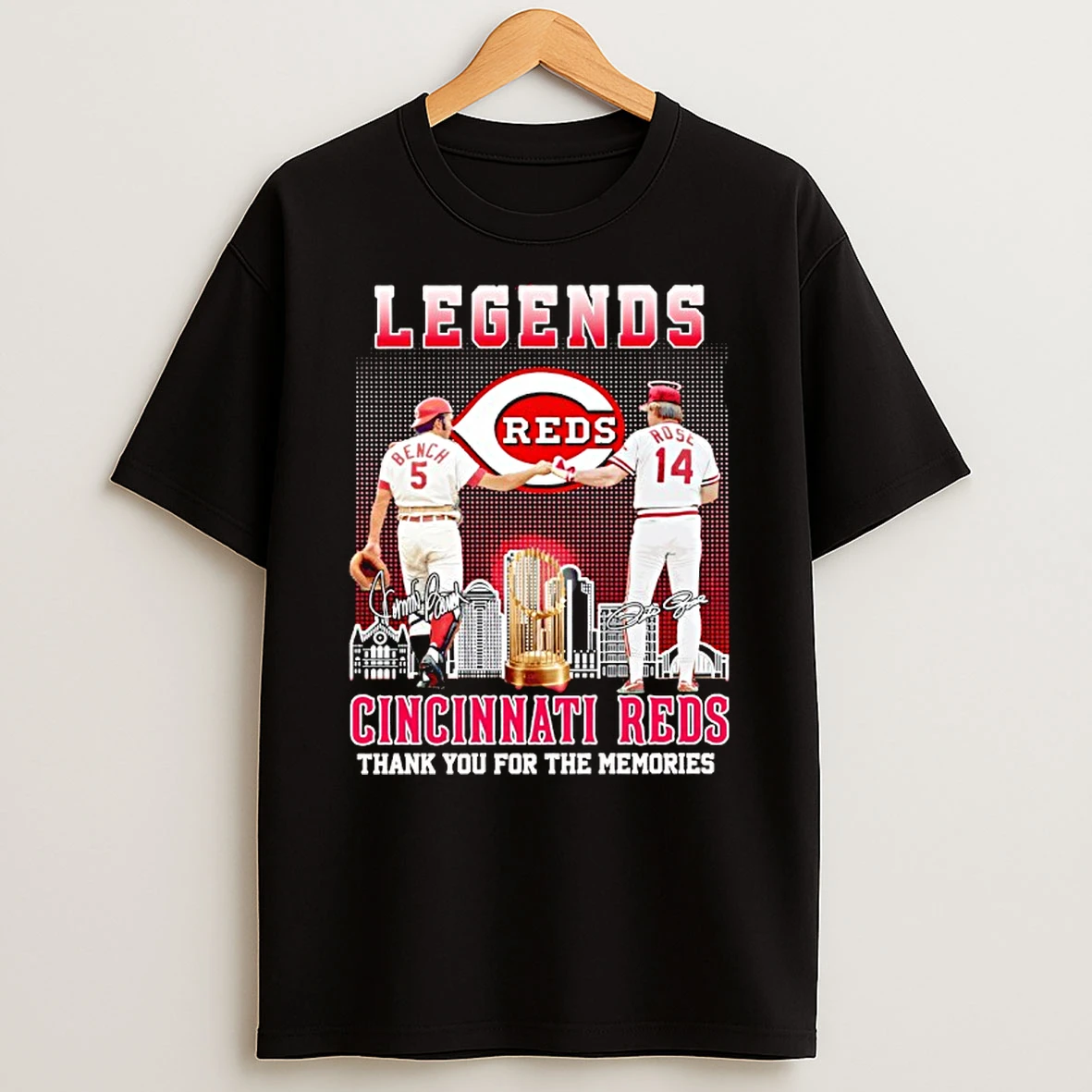 Cincinnati Reds Pete Rose And Johnny Bench Thank You For The Memories Shirts