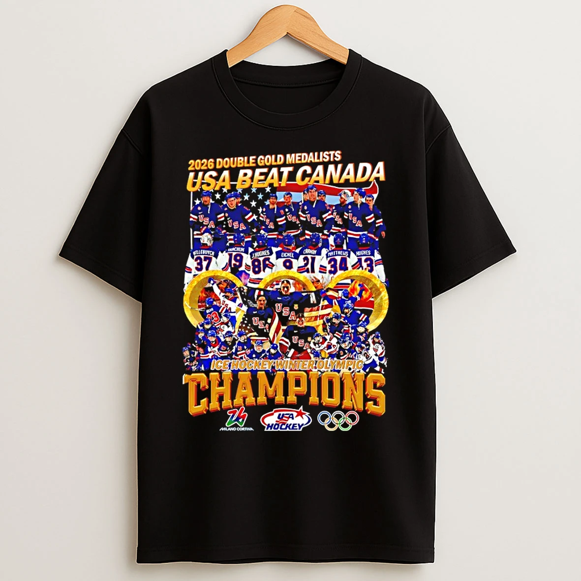 Classic 2026 Double Gold Medalists Usa Beat Canada Ice Hockey Winter Olympic 2026 T Shirts
