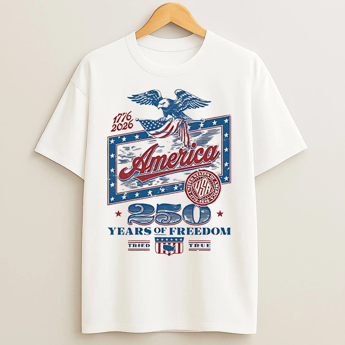 Classic America 250 Years Of Freedom Vintage Eagle T Shirts