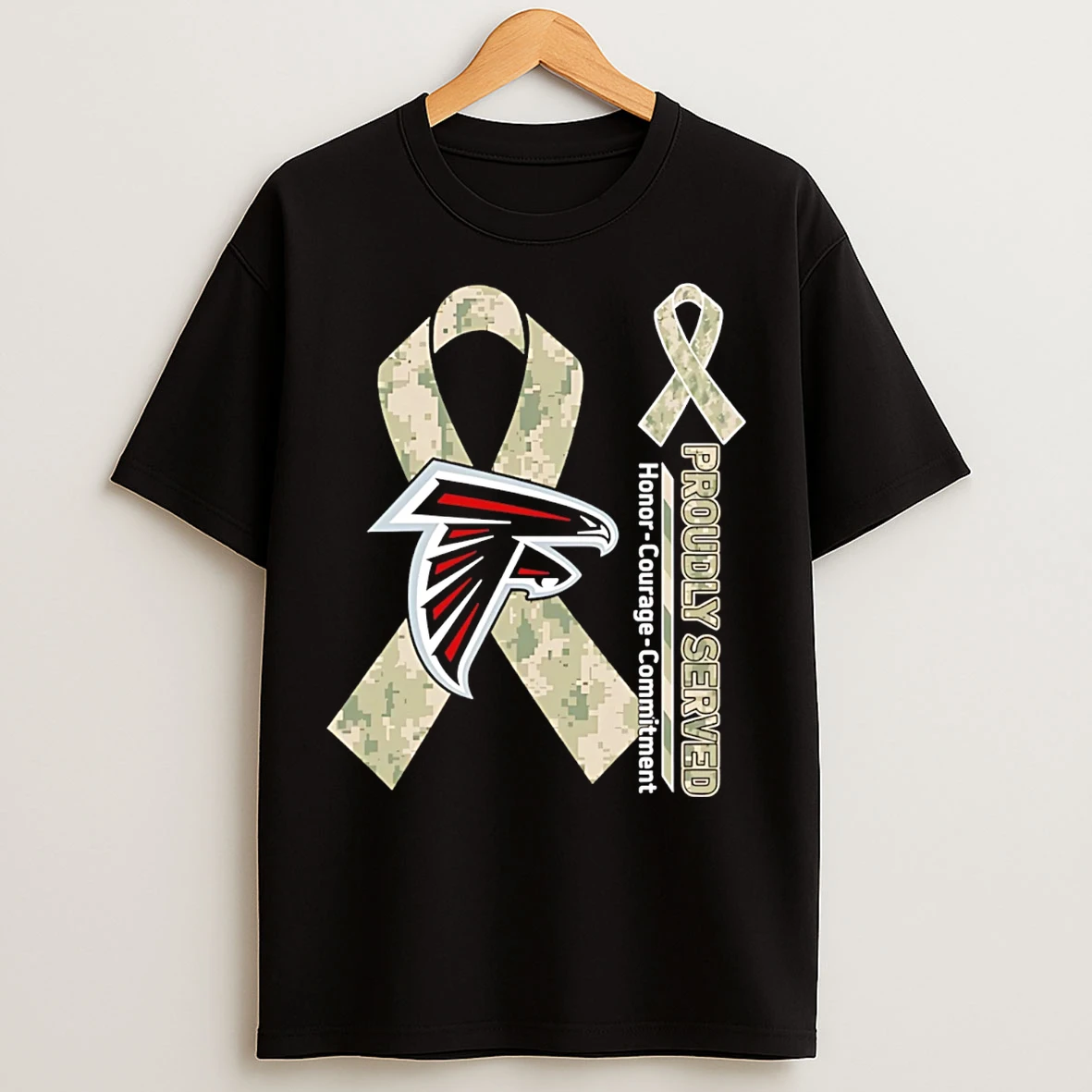 Classic Atlanta Falcons Proudly Served Honor Courage Commitment T Shirts
