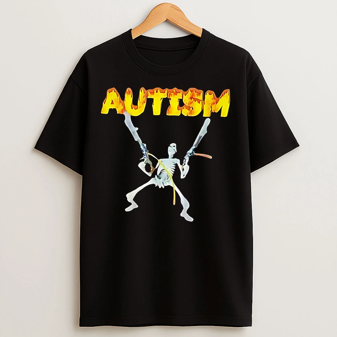 Classic Autism Skeleton Fire T Shirts
