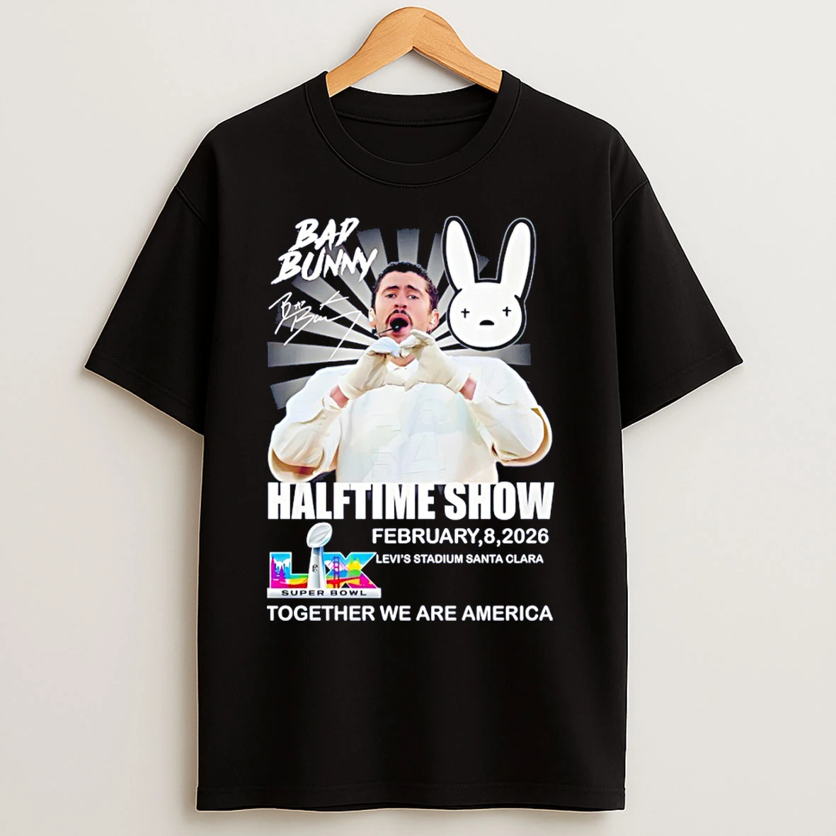 Classic Bad Bunny Halftime Show Together We Are America Signature T Shirts