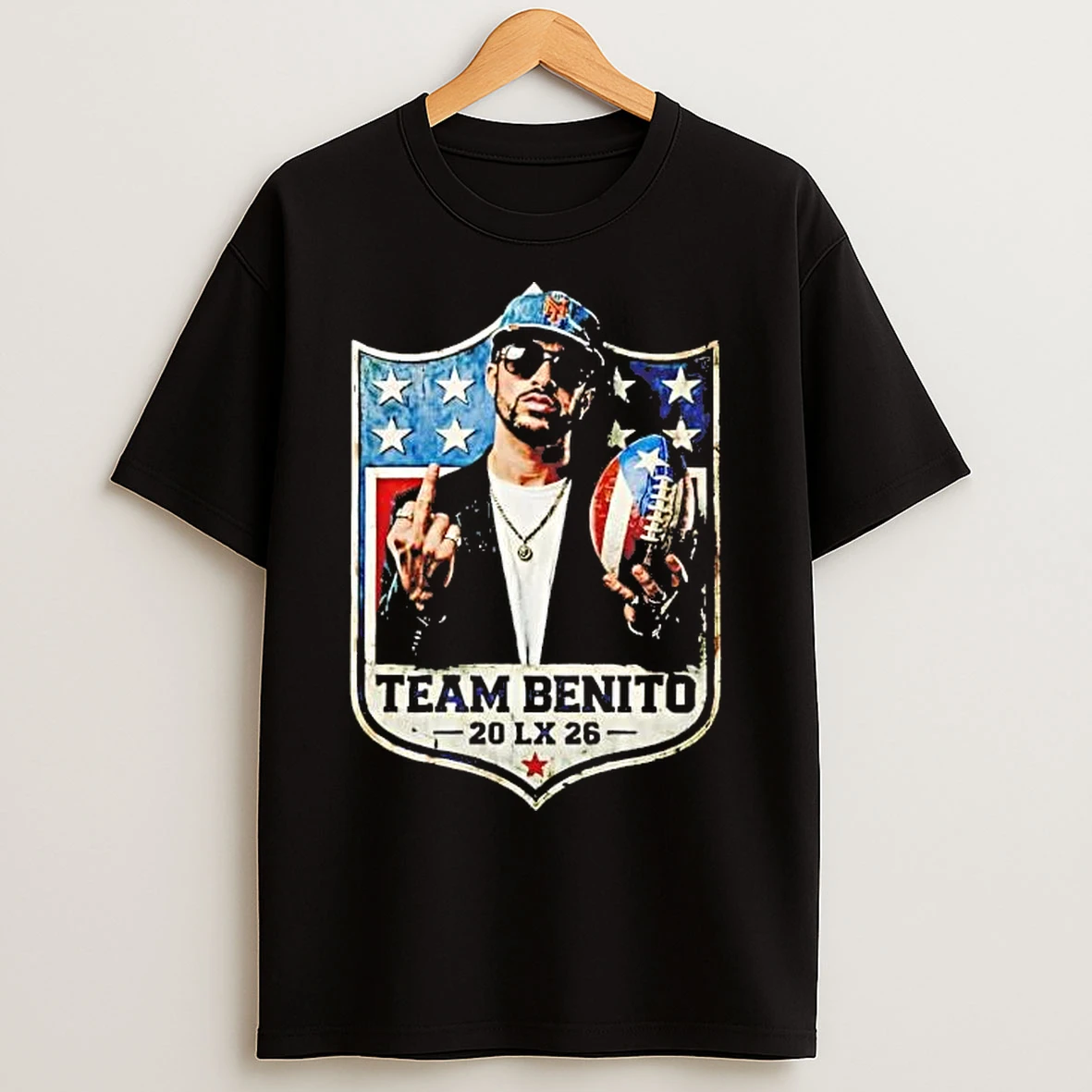 Classic Bad Bunny Nfl Super Bowl Lx 2026 Middle Finger Tee T Shirts