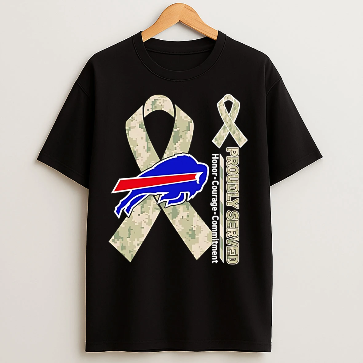 Classic Buffalo Bills Proudly Served Honor Courage Commitment T Shirts