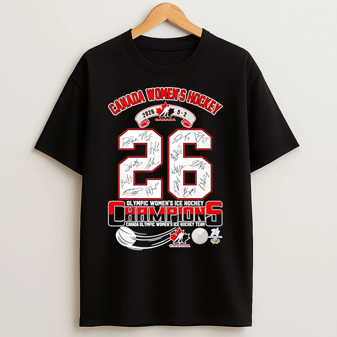 Classic Canada Womens Hockey 2026 5 2 Olympic Ice Hockey Champions T Shirts