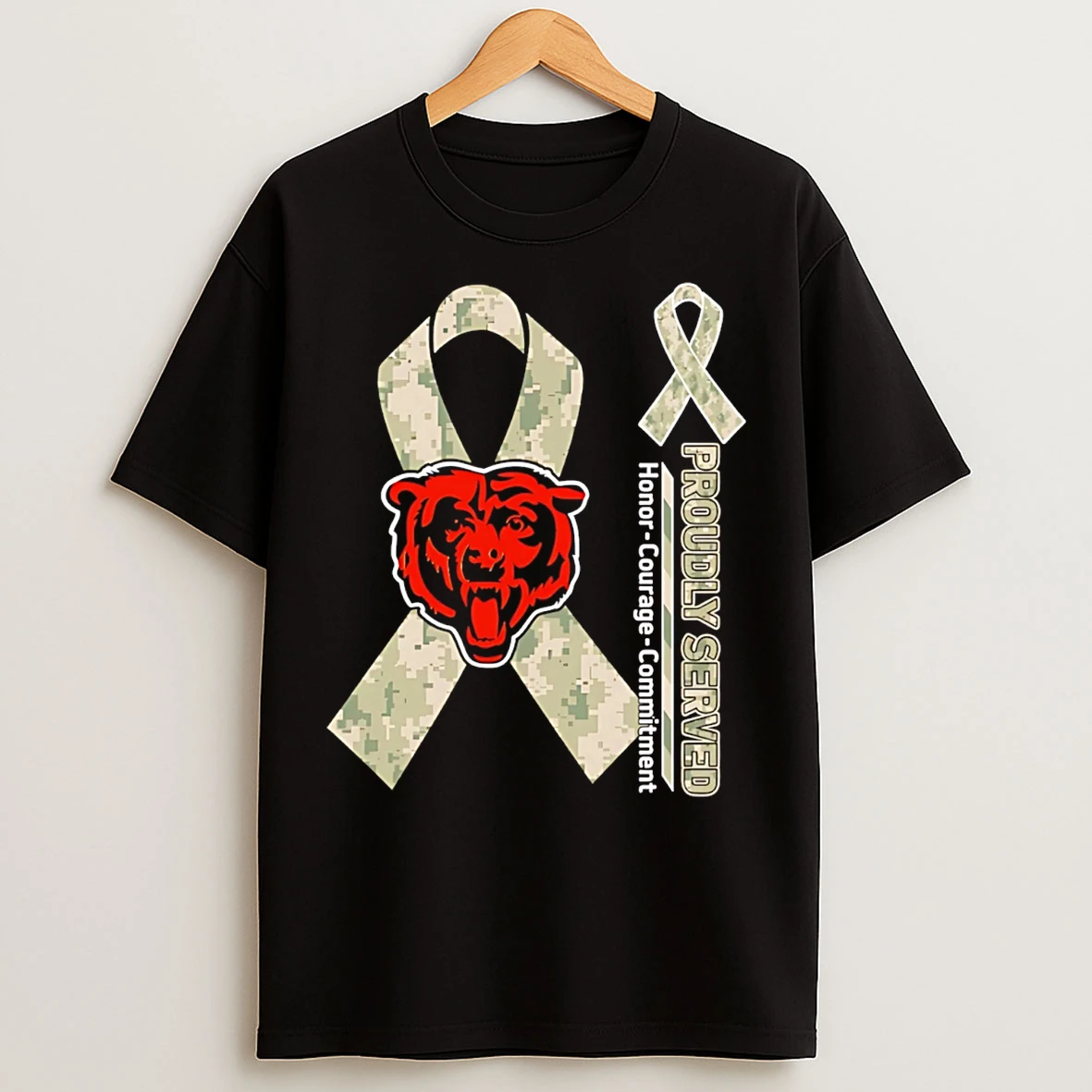 Classic Chicago Bears Proudly Served Honor Courage Commitment T Shirts