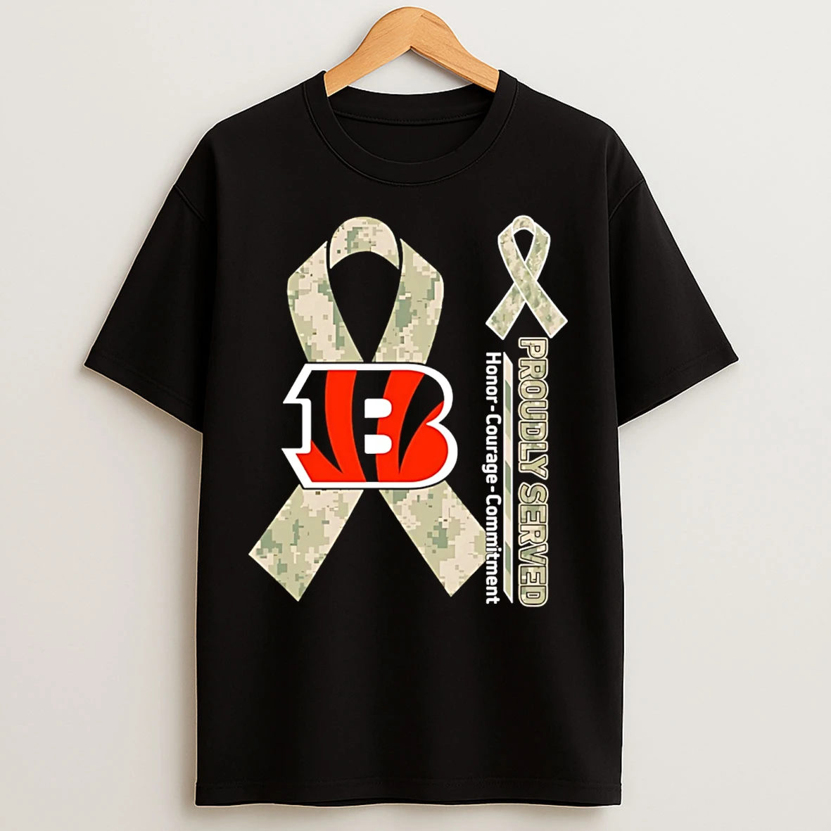 Classic Cincinnati Bengals Proudly Served Honor Courage Commitment T Shirts