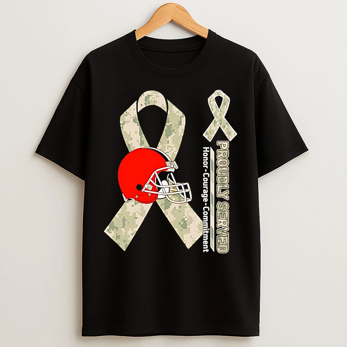 Classic Cleveland Browns Proudly Served Honor Courage Commitment T Shirts