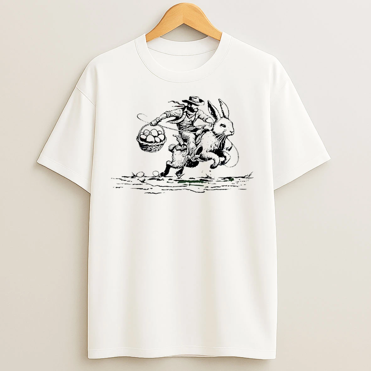 Classic Cowboy Riding Easter Bunny T Shirts