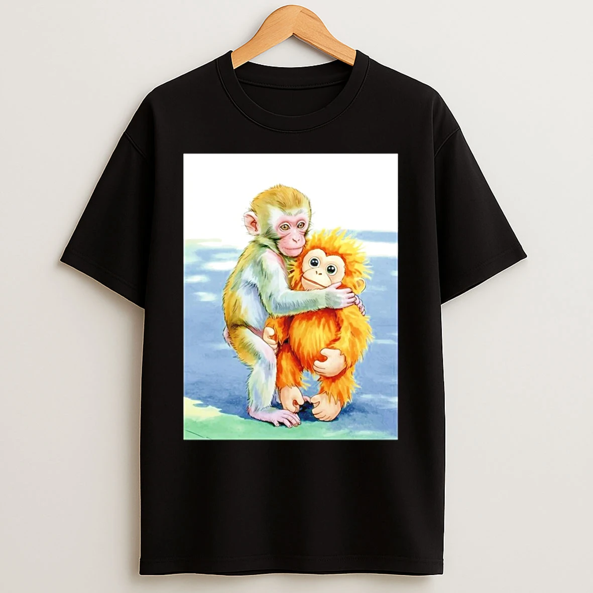 Classic Cute Monkey Hugging Plushie T Shirts