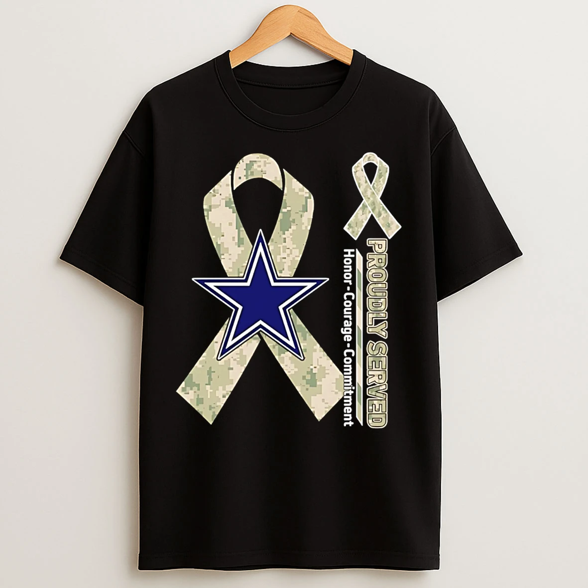Classic Dallas Cowboys Proudly Served Honor Courage Commitment T Shirts