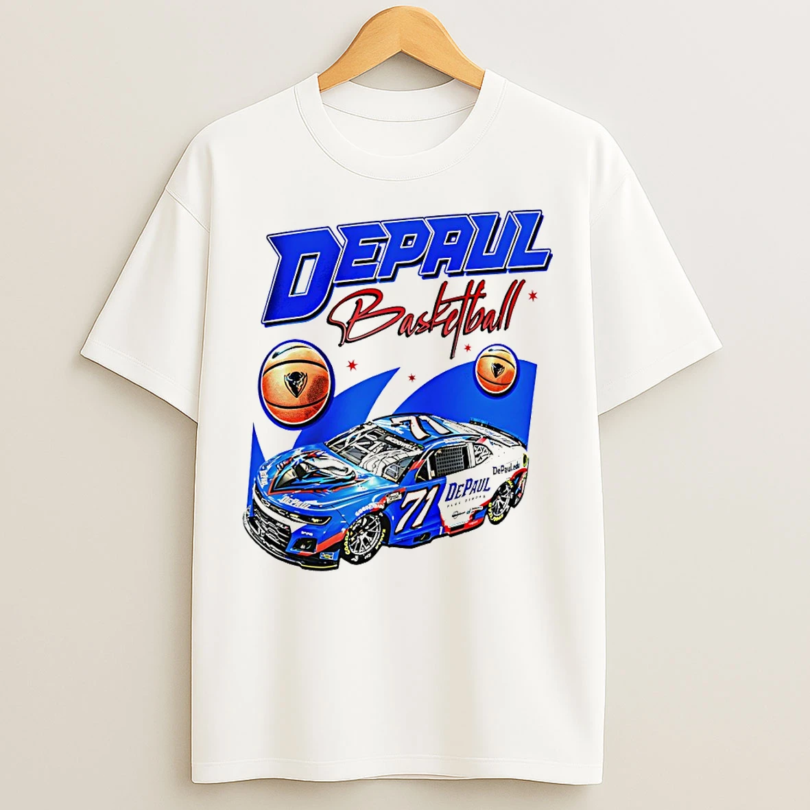 Classic Depaul Blue Demons Basketball 71 Racing Nascar T Shirts