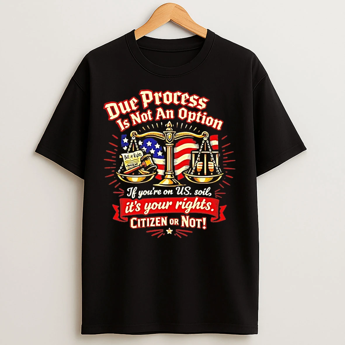 Classic Due Process Is Not An Option Bill Of Rights If Youre On Us Soil Its Your Rights Citizen Or Not T Shirts