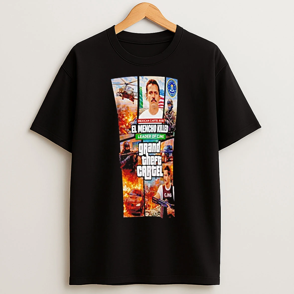 Classic El Mencho Grand Theft Cartel Gta Style T Shirts