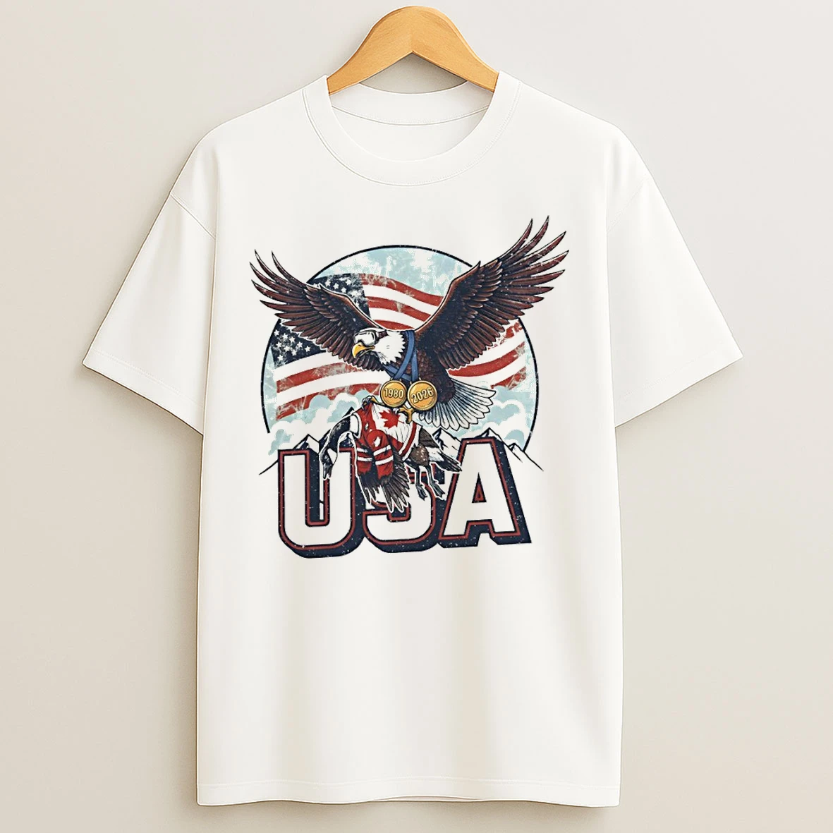 Classic Funny Usa Ice Hockey Eagle Champions 2026 Olympic T Shirts