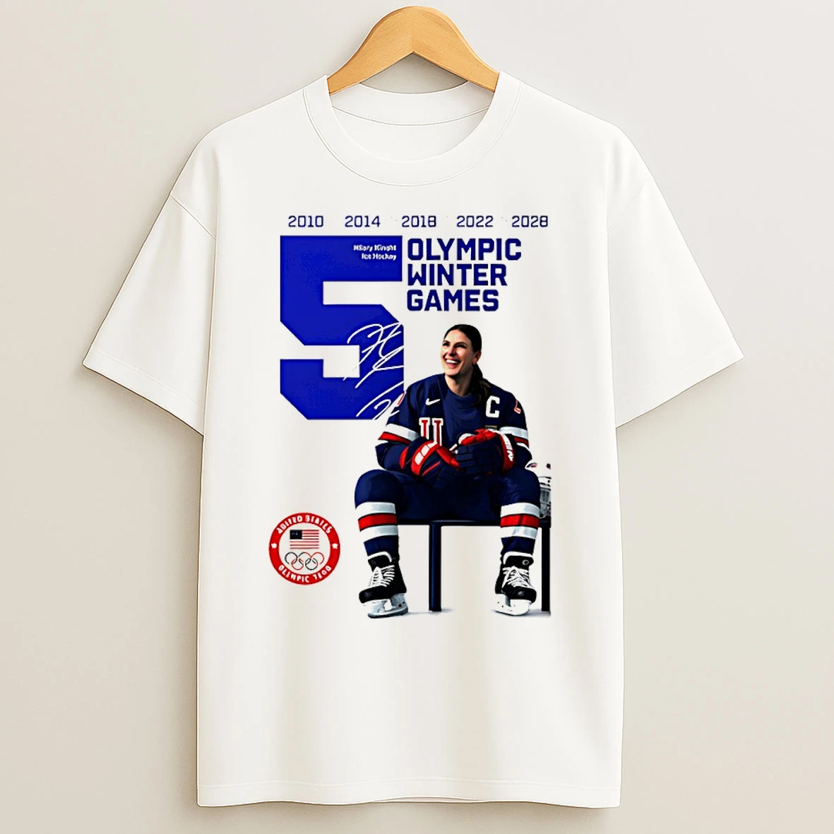 Classic Hilary Knight Usa Womens Olympic Hockey %ce%b3co Gold Champions 2026 Signature T Shirts