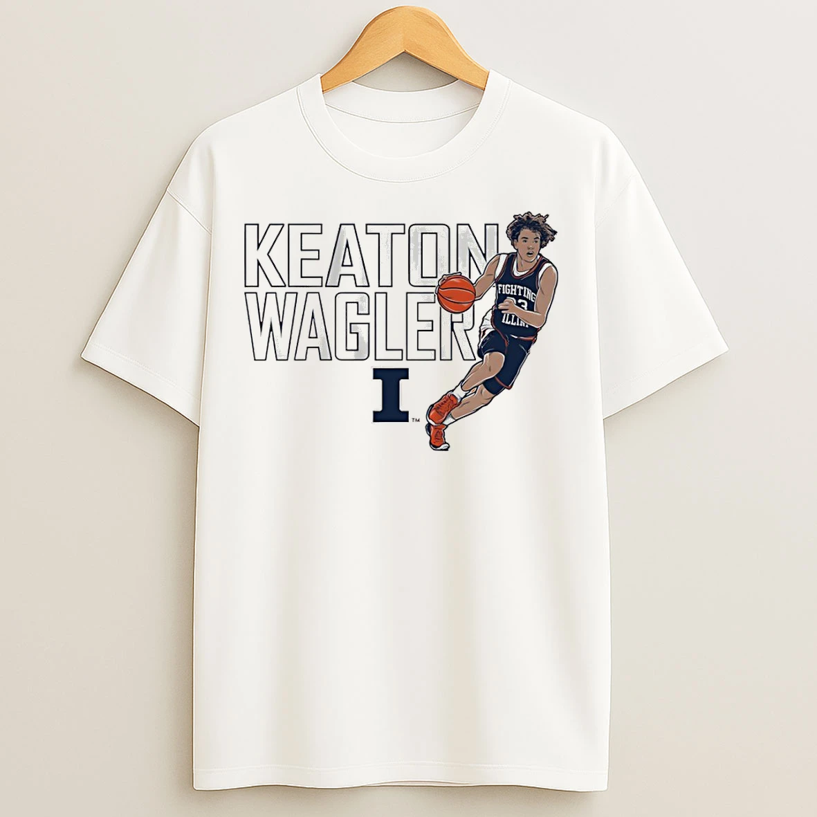 Classic Illinois Fighting Illini Basketball Keaton Wagler Name Pose T Shirts
