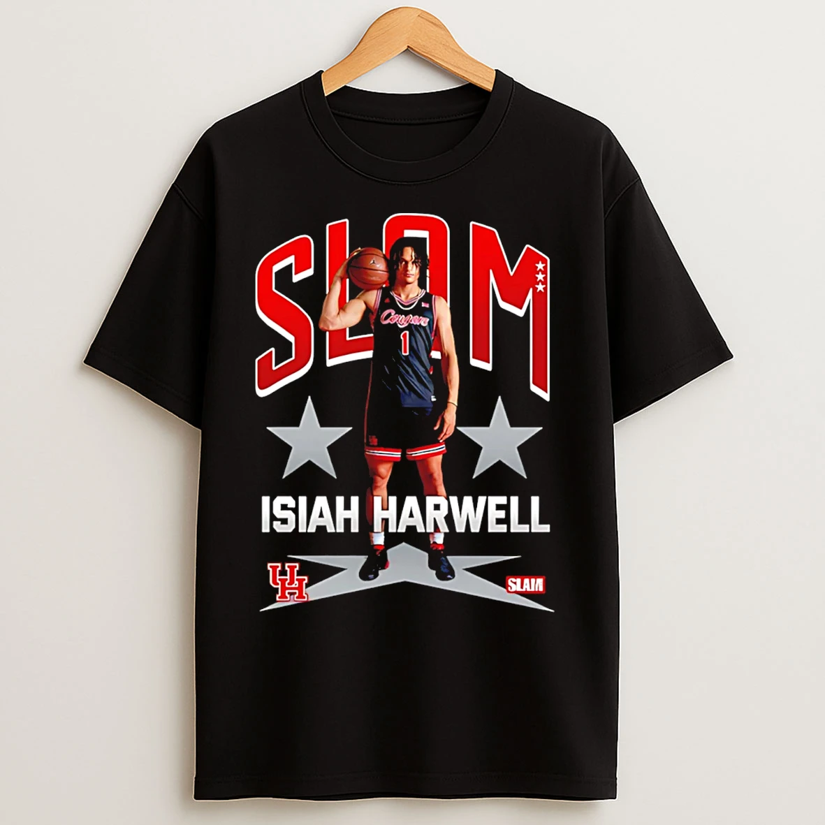 Classic Isiah Harwell Houston Cougars Slam Graphic T Shirts