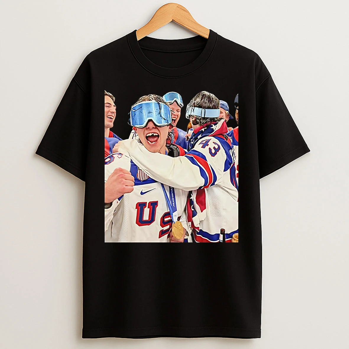 Classic Jack Hughes 2026 Gold For Team Usa Hockey Celebrate T Shirts
