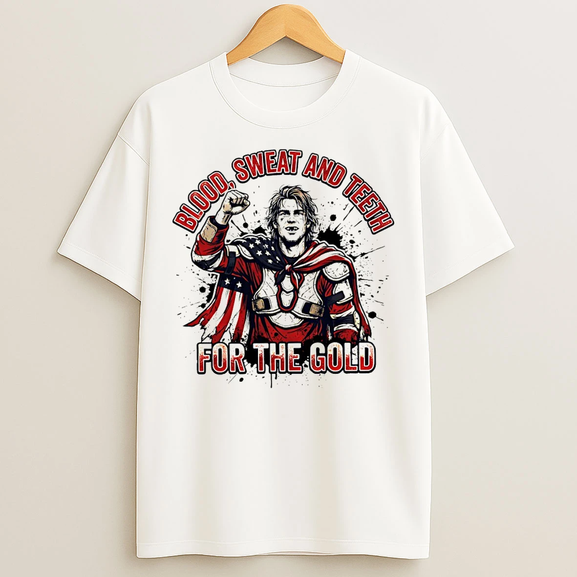 Classic Jack Hughes Bloody Blood Sweat And Teeth For The Gold Usa Hockey Olympic Golden Goal T Shirts