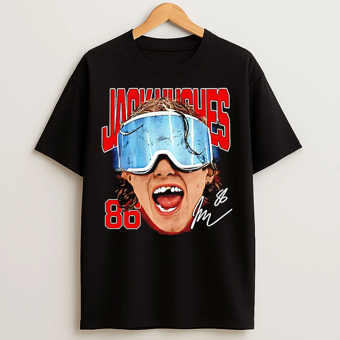 Classic Jack Hughes New Jersey Devils Goggles Signature T Shirts