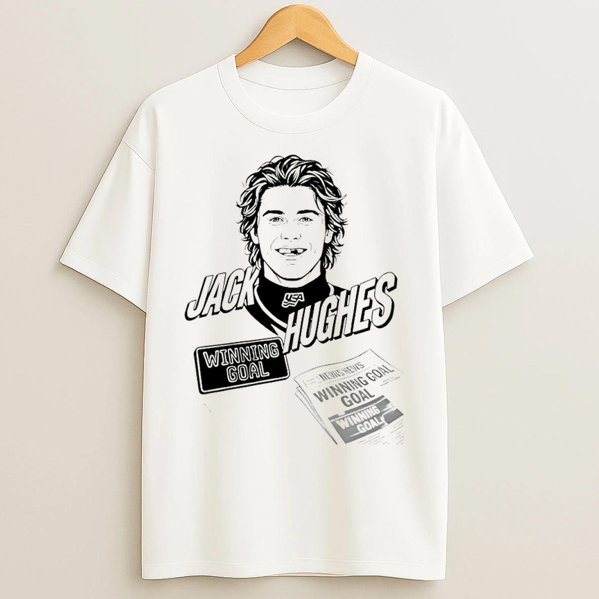Classic Jack Hughes Usa Hockey Winning Goal New Jersey Devils Star 2026 T Shirts