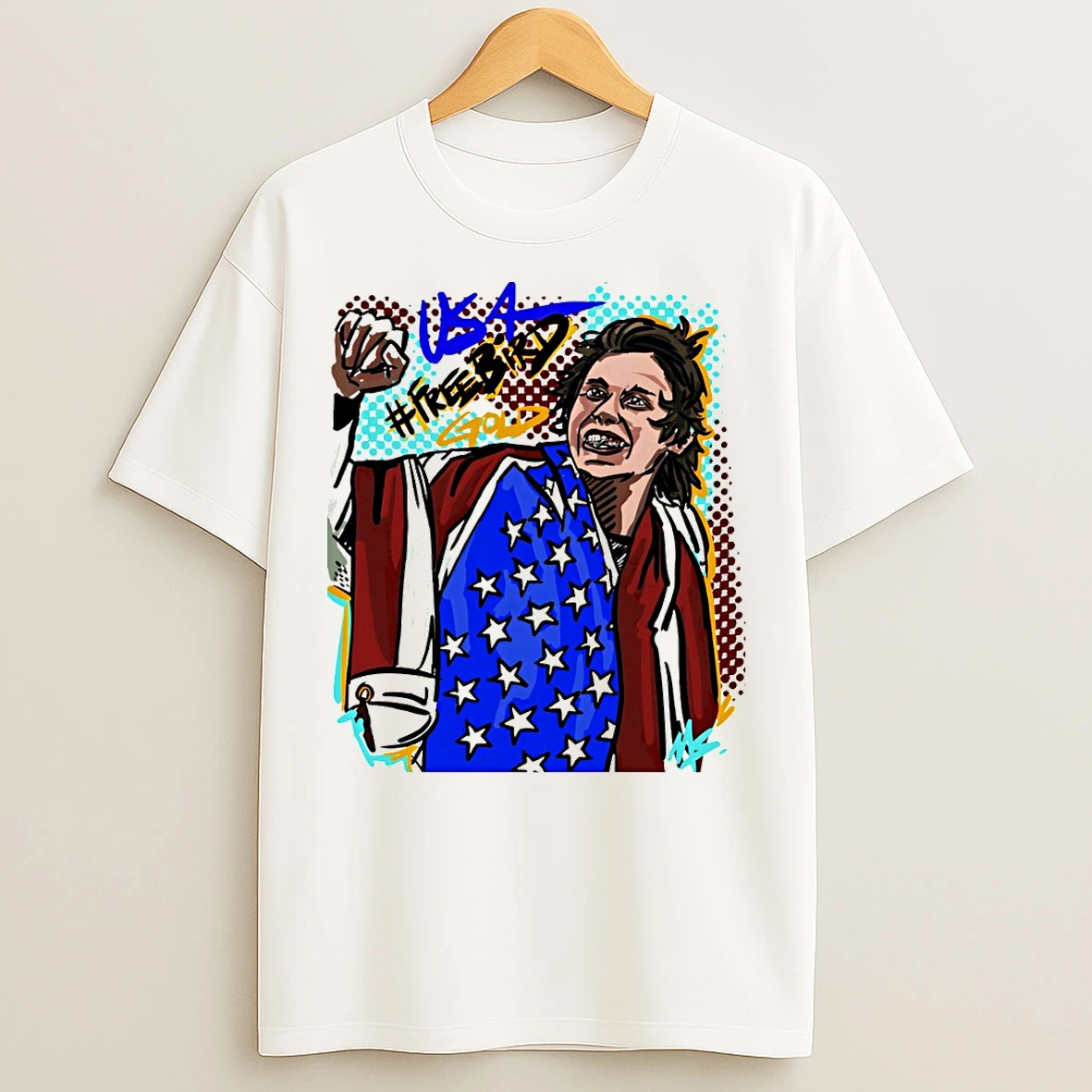 Classic Jack Hughes Golden Goal Teeth Usa Hockey Freebird Gold Olympic 2026 Art T Shirts