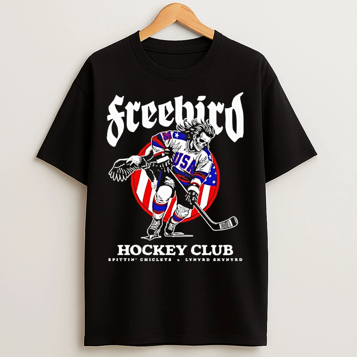 Classic Jack Hughes Skeleton Free Bird Usa Hockey Club Olympic 2026 Vintage T Shirts