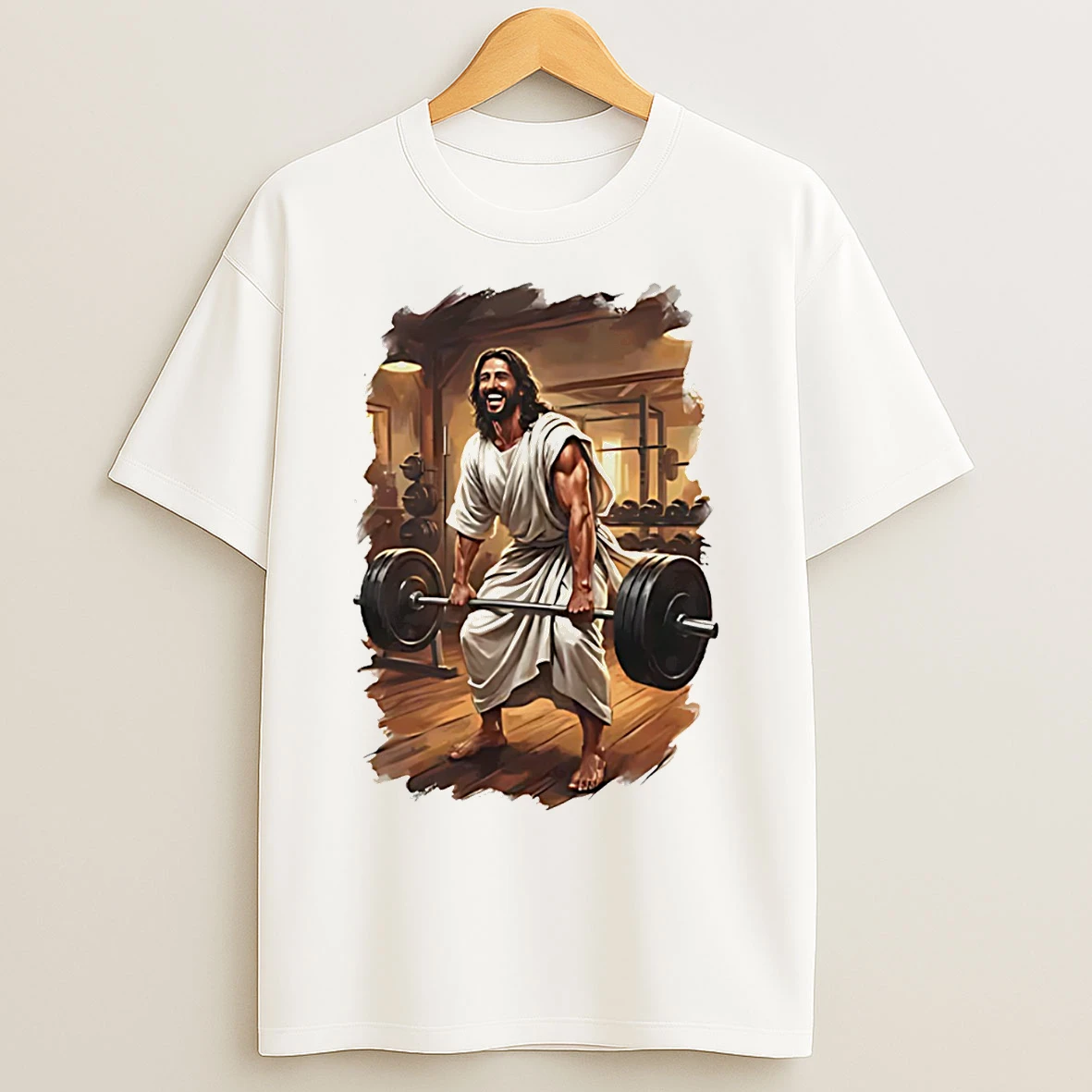 Classic Jesus Lifting Weights T Shirts
