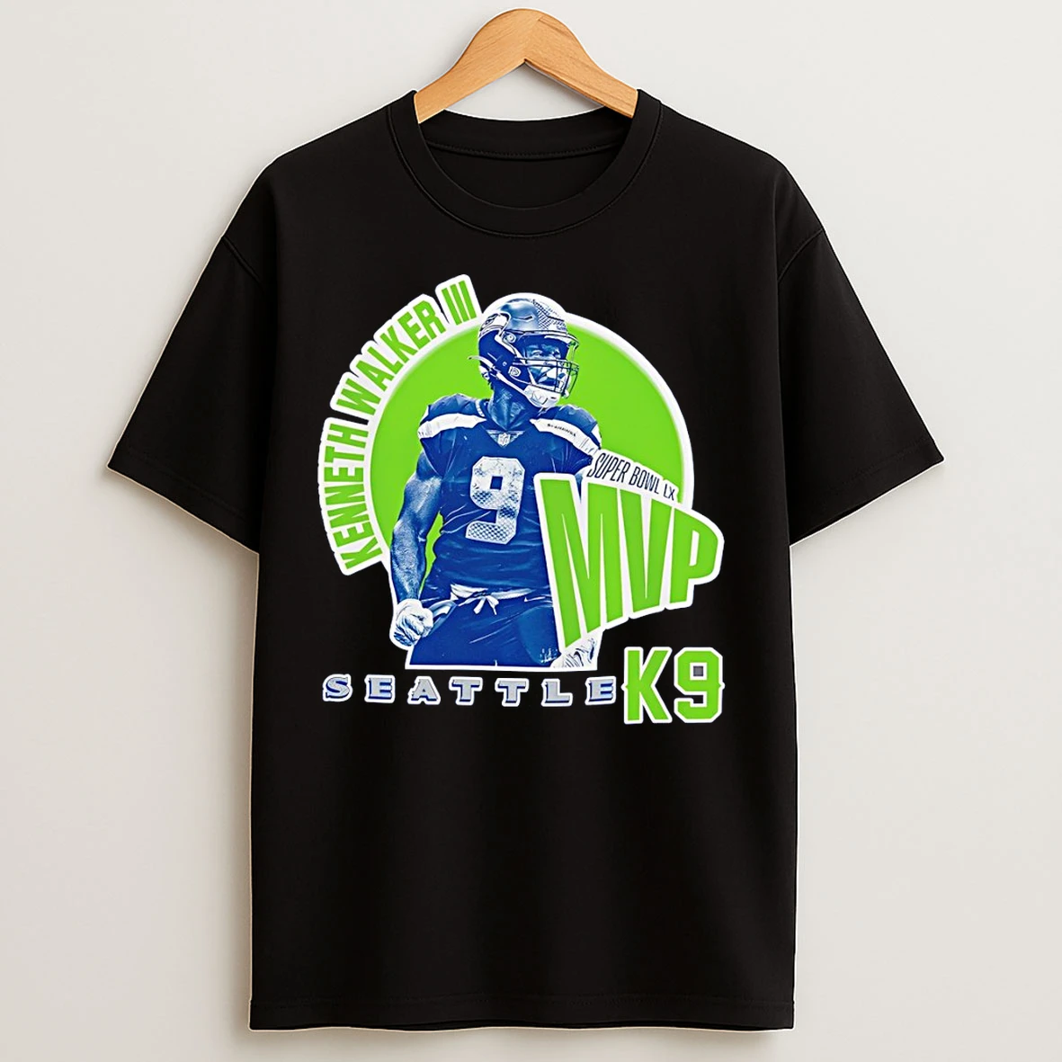 Classic Kenneth Walker Seattle Mvp Champions Football Graphic K9 T Shirts