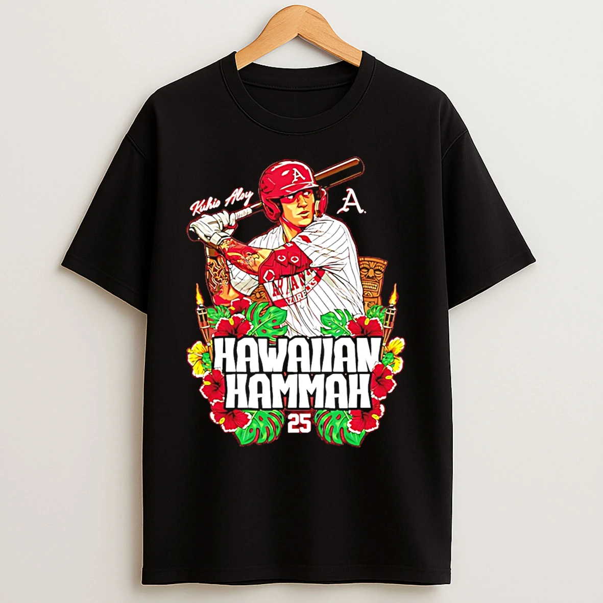 Classic Kuhio Aloy Arkansas Baseball Ncaa Hawaiian Hammer Caricature T Shirts