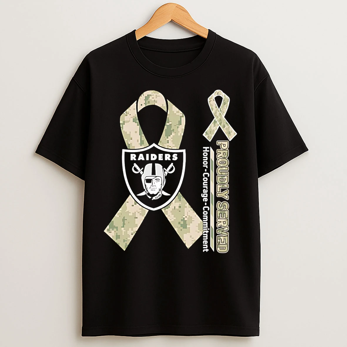 Classic Las Vegas Raiders Proudly Served Honor Courage Commitment T Shirts