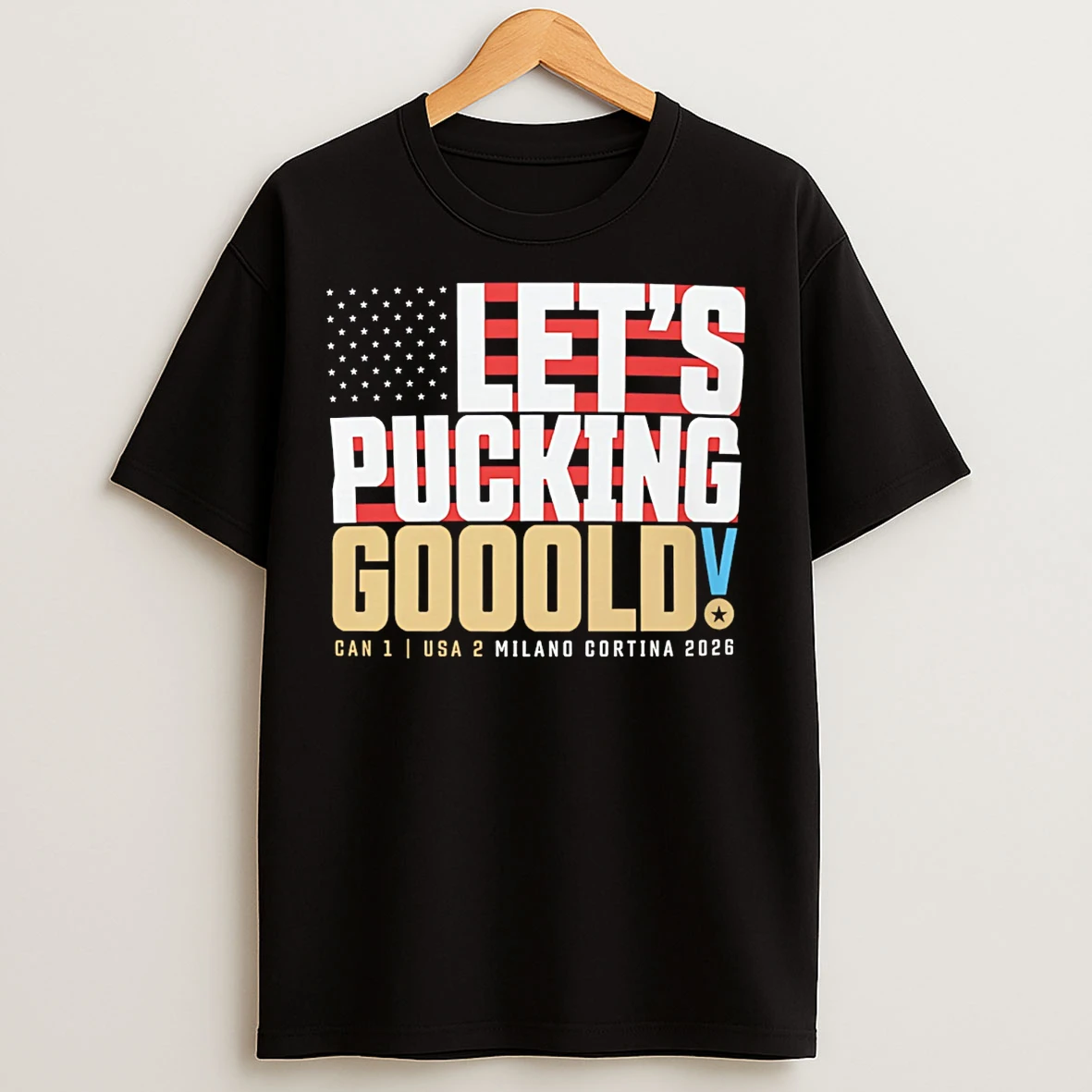 Classic Lets Pucking Gooold Usa Hockey Champions 2 1 Canada T Shirts