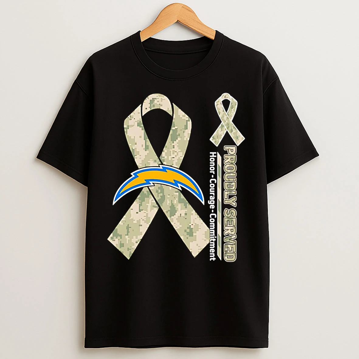 Classic Los Angeles Chargers Proudly Served Honor Courage Commitment T Shirts