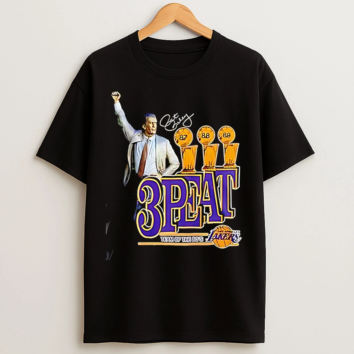 Classic Los Angeles Lakers Pat Riley 2026 3 Peat Team Of 80s Coach Signature T Shirts