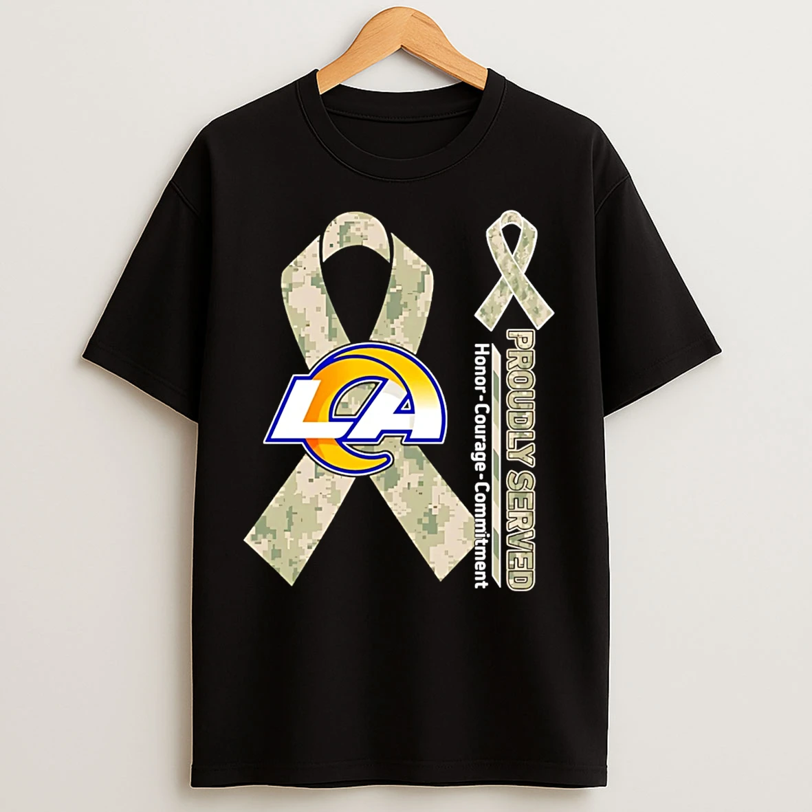 Classic Los Angeles Rams Proudly Served Honor Courage Commitment T Shirts