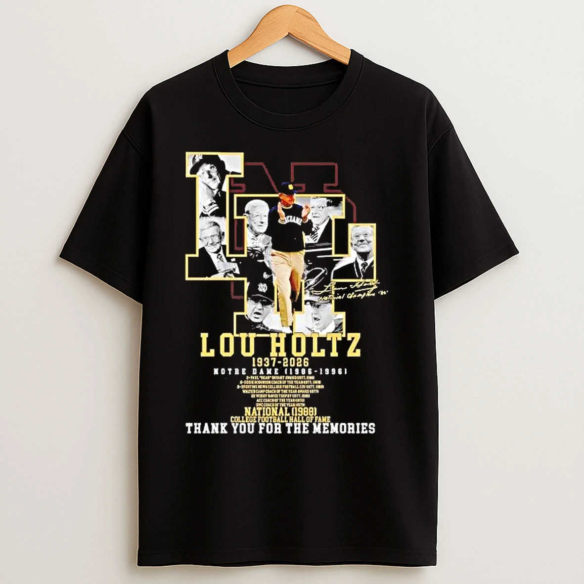 Classic Lou Holtz 1937 2026 National 1988 Hall Of Fame Thank You For The Memories Tee T Shirts