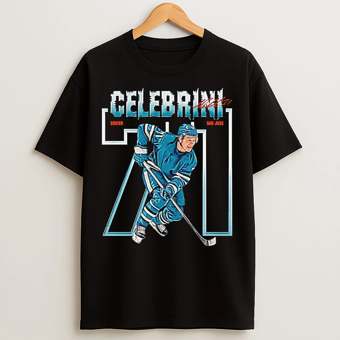 Classic Macklin Celebrini San Jose Number Outline Signature T Shirts