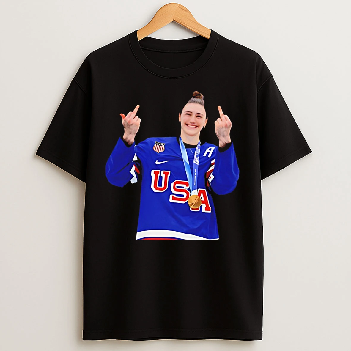 Classic Megan Keller Middle Finger Usa Womens Hockey Olympic 2026 T Shirts