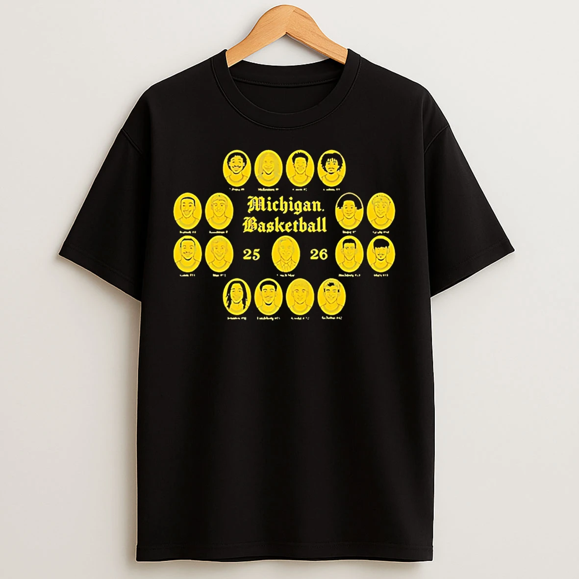 Classic Michigan Wolverines 25 26 Mens Basketball Roster T Shirts