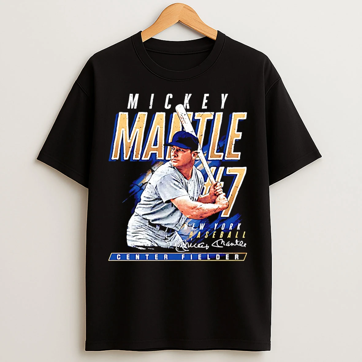 Classic Mickey Mantle New York Yankees Center Fielder Signature T Shirts